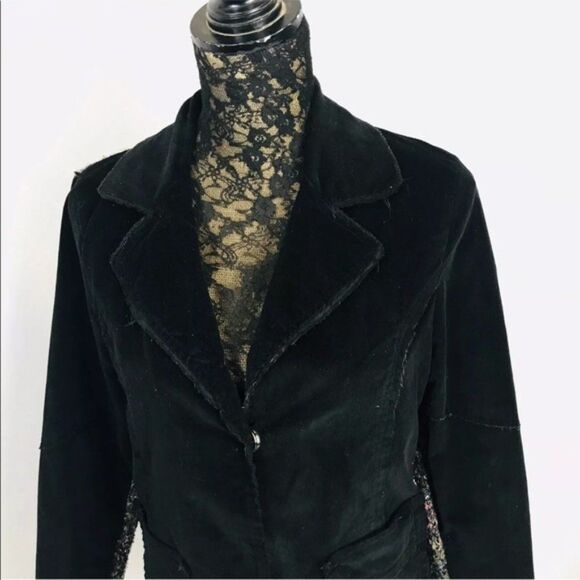 One Girl Who Jacket Med Black Microcord Cardigan Jacket Y - Picture 7 of 11